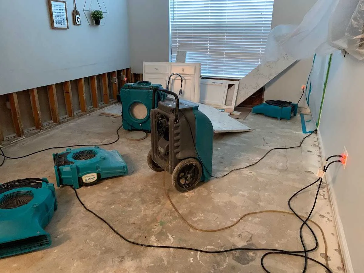 Dehumidifier in flood-cut room for Water Damage Restoration in Yuma